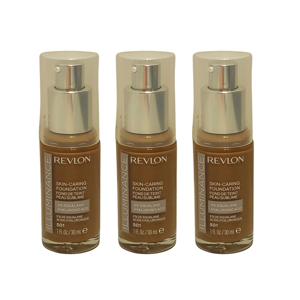 Revlon Illuminance‎ Skin-Caring Foundation 501 Toasted Caramel 1oz Lot of 3